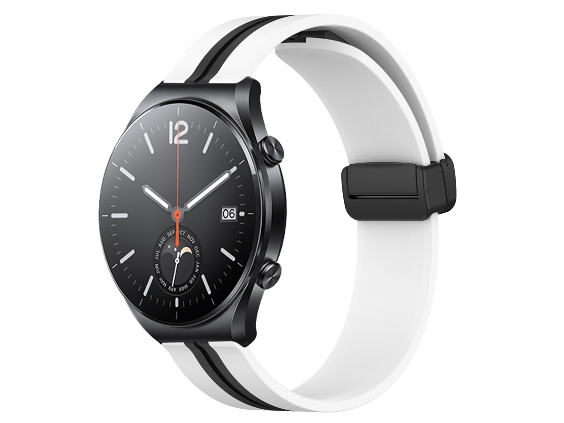 Bracelete de Smartwatch para Xiaomi MI Watch S1 22mm de silicone com fecho magnético dobrável (branco + preto)