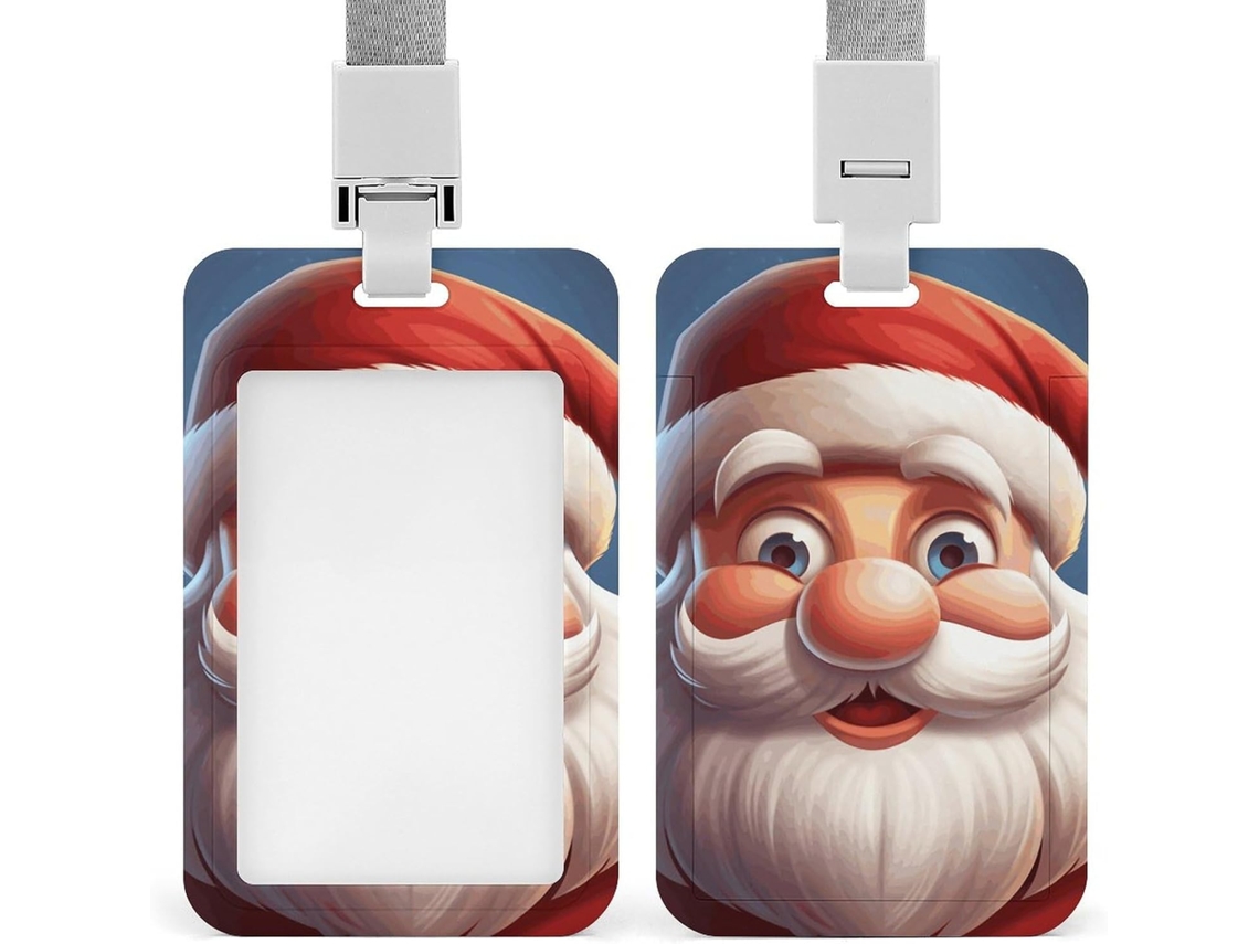 Porta Crachá Com Clipe E Estampa Fofa Do Papai Noel, Com Cordão, Mesas Ideais E Reuniões De Negócios