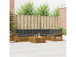 Vidaxl Conjunto De Sofás Para Exterior 6 Pcs Natural E Antracite