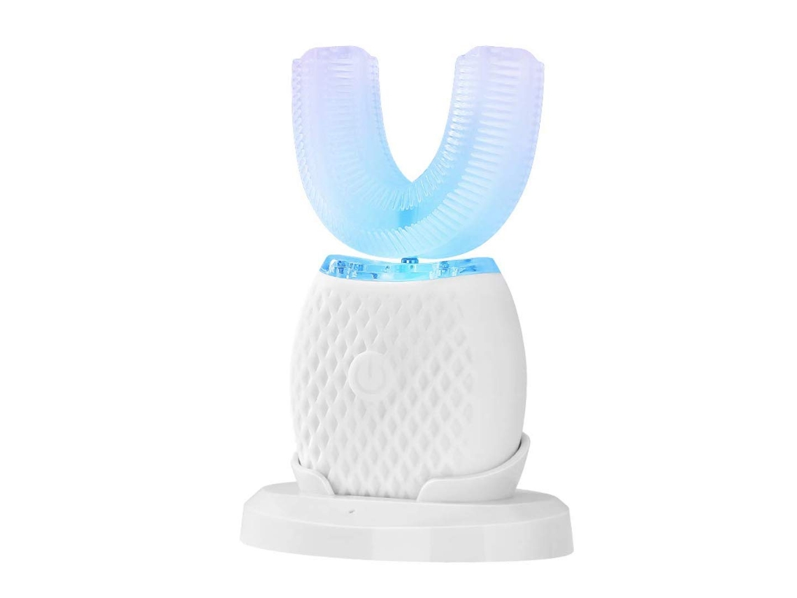 Escova de dentes ultrassônica de nova geração 2021, limpeza bucal 360°. Quenty Hands-Free (branca)