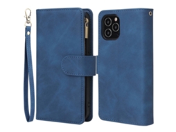 Capa Para Iphone 14 Pro Max Pele Sintética Anti-choque Com Porta-cartões Azul