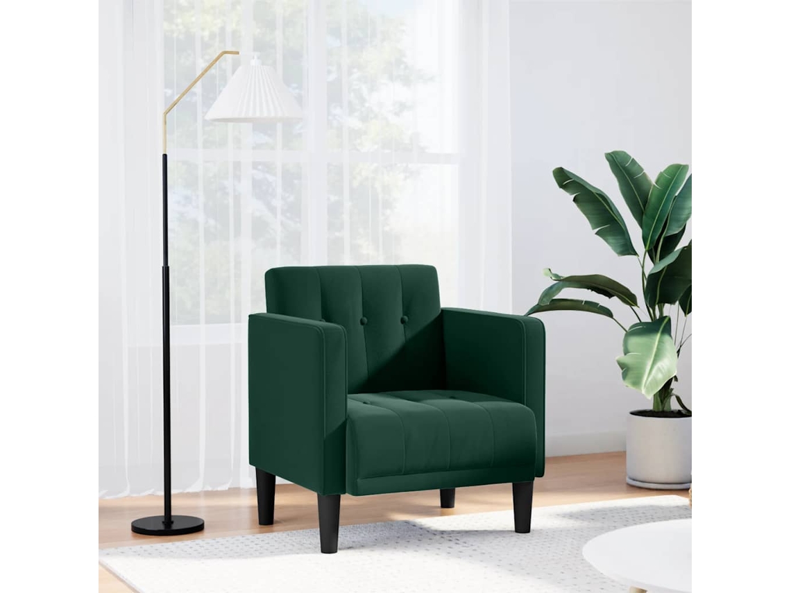 Vidaxl Poltrona Com Apoio De Braços 53 Cm Veludo Verde-escuro