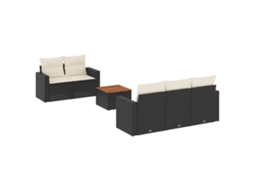 Conjunto Sofás de Jardim 6 Pcs com Almofadões Vime Pe Preto MAISON EXCLUSIVE (6 pcs)