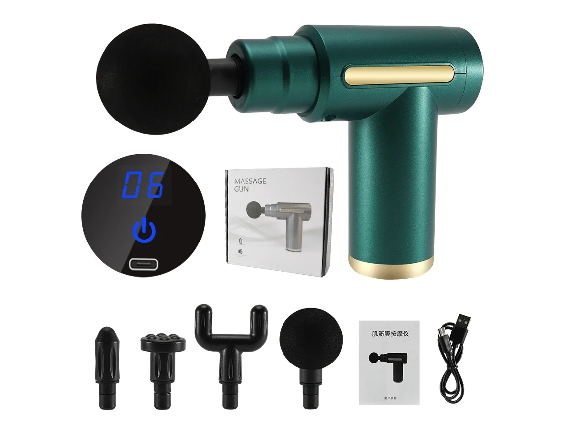Pistola de Massagem Muscular com Tela Led para Fáscia, Massageador Muscular de Tecidos Profundos MDUG (verde)