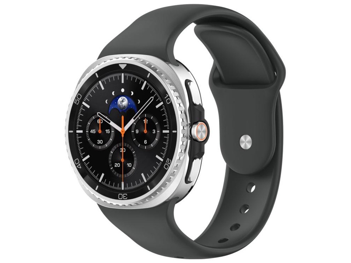 Bracelete Para Samsung Galaxy Watch 8/8 Classic - Silicone Com Fivela Reversa Clássica - Cinza Espacial