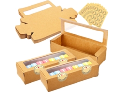Adesivos Transparentes De Papel Kraft Baluue Para Macarons, 50 Caixas Inclusas, Fáceis De Transportar Para Confeitarias