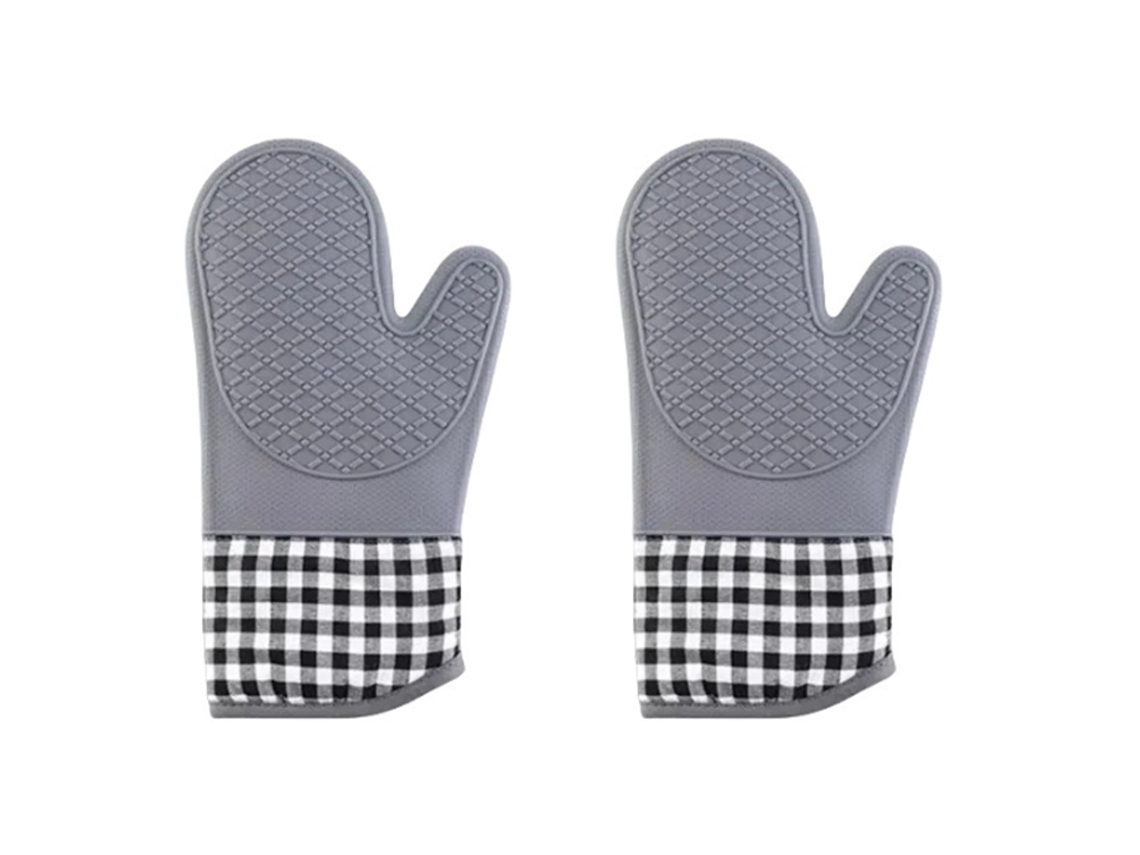 Luvas Resistentes Ao Calor 1 Par - Luvas Forno - Proteção Contra Queimaduras - Silicone/algodão - Cinzento