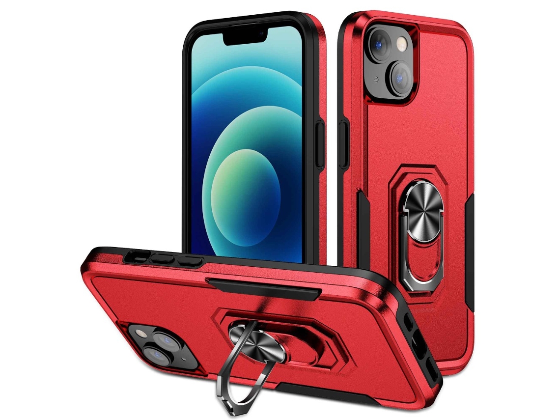 Suporte Casa Quedas Arranhões Para Iphone 14 Pele Sintética Anti-choque Preto