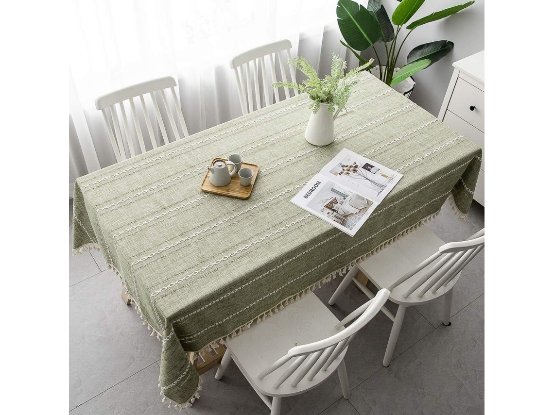 Lurelia Toalha De Mesa Retangular Algodão Linho Natural 140x180cm 40 Cm Lavável Antirrugas Borlas Natal