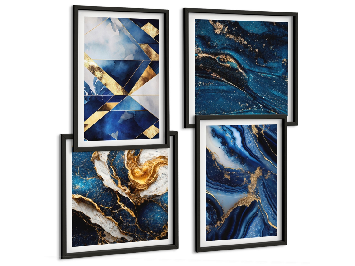 Composição De Quadros Na Parede Padrões Minimalistas De Plantas Moldura Preta Imagens Para Um Quarto Infantil Espelharte (conjunto De 4 Imagens)