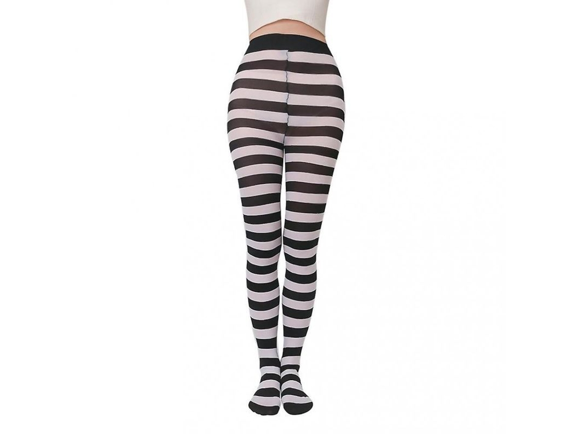 2026-medias Largas Rayadas Anchos Para Mujer Opaque Poliéster Elásticas 40-80kg Festa Halloween Preto E Branco