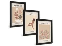 Composição De Quadros Na Paredecomposições Elegantes De Matisse Moldura Preta Quadros Para A Sala De Estar Espelharte (3 Peças 20x30 Cm)