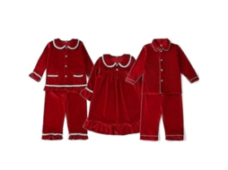 2026 pijamas de Natal Vermelhos para Meninos e Meninas de Veludo Macio Dourado, Tamanho Regular, Inverno Kcz 3 4t um Rojo