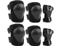 Conjunto Proteção Patins Infantis 6 Peças Joelheiras Cotoveleiras Pulso Ajustáveis Ciclismo Scooters