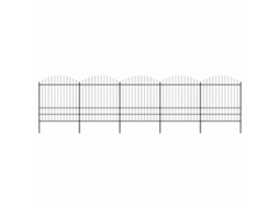 Vidaxl Cerca De Jardim Com Topo Em Forma De Lança Em Aço 838x200 Cm, Preta
