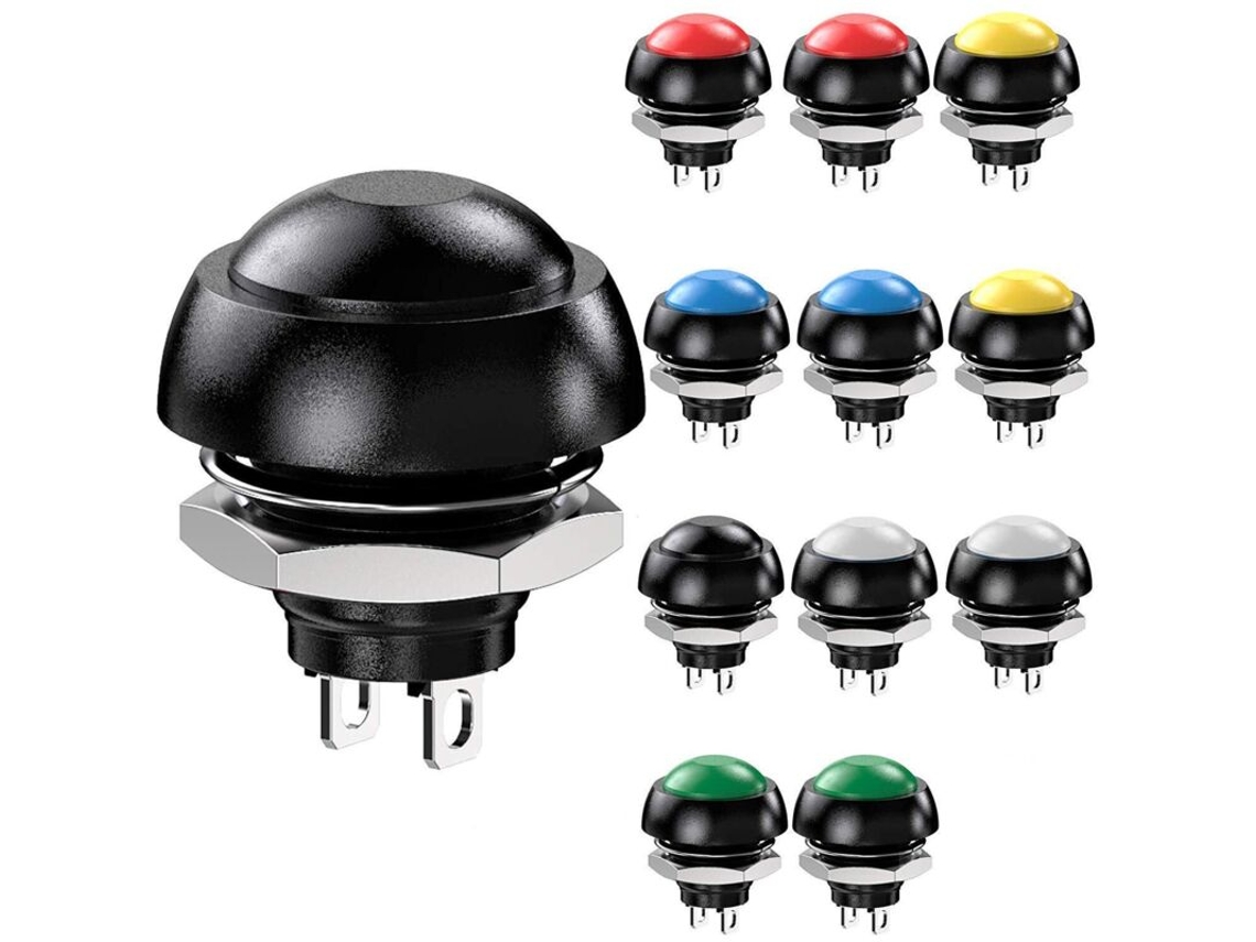 Interruptor De Botão Momentâneo À Prova D'água 12 Mm Spst On/off, 12 Peças, 3a/3v, 5v, 9v, 12v, 24v, 230vac, Redondo, Para Buzina De Carro