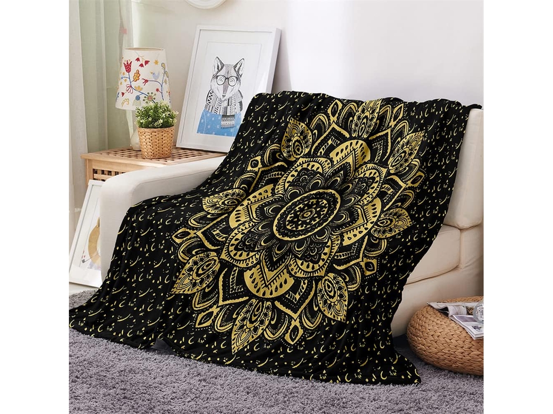 Manta de Flanela Fansu Estampa Mandala 3d Macia e Felpuda Ideal para o Inverno Perfeita Cama Ou Sofá Adequada