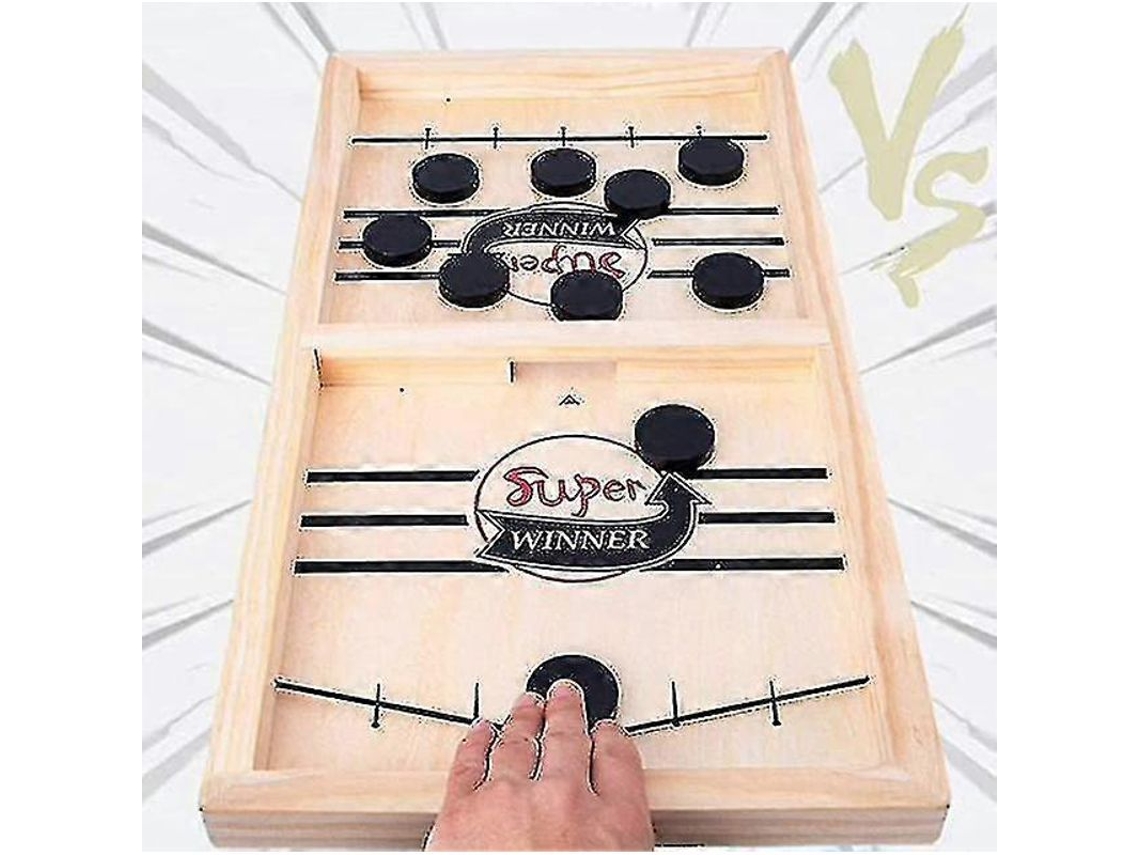 Jogo de Mesa Sling Puck Rápido Batalha de Hóquei no Gelo Tabuleiro para 2 Jogadores Brinquedo de Madeira