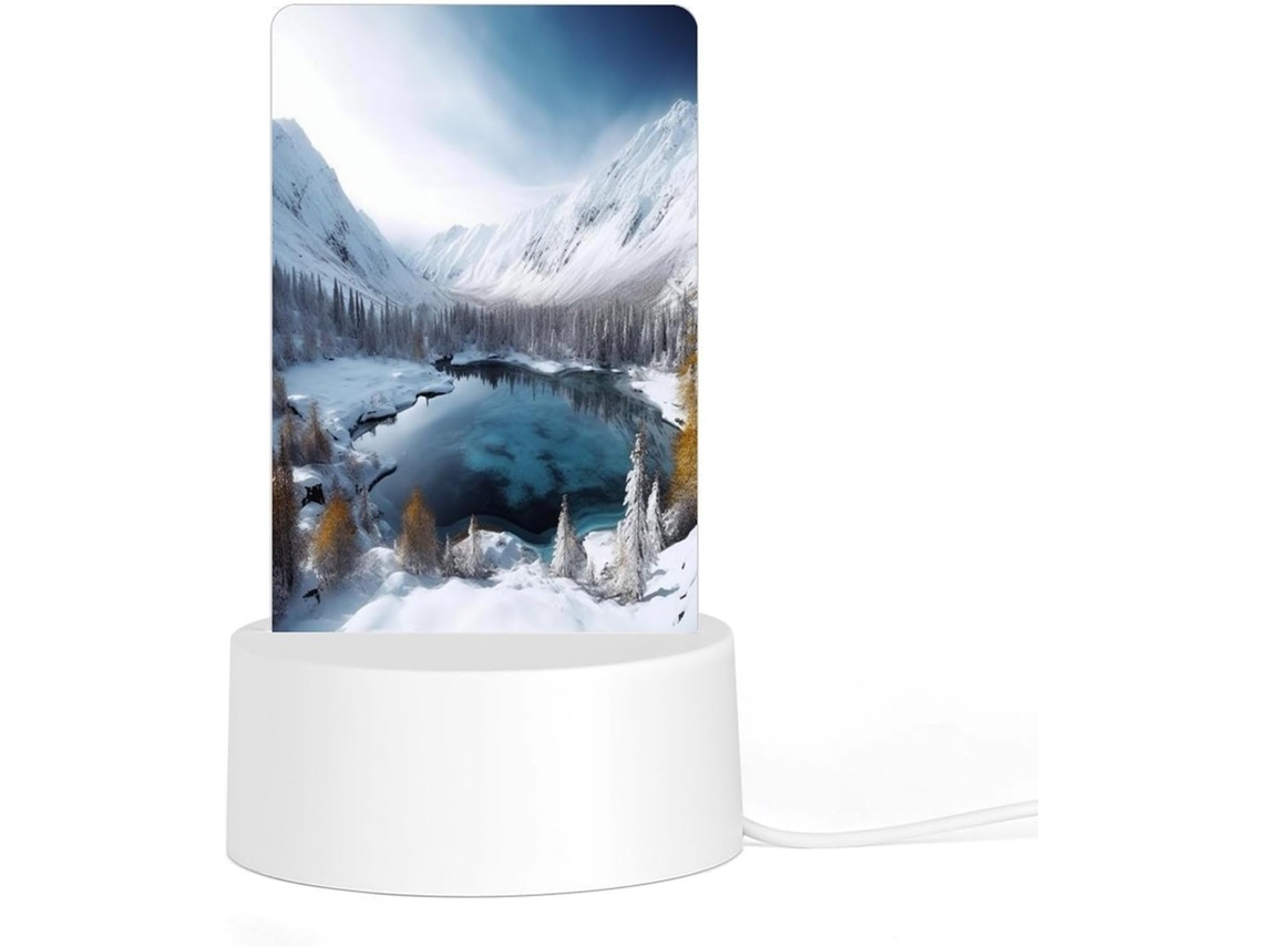 Luminária Noturna Led Acrílica Plug And Play Com Base De Plástico, Ideal Inverno, Montanhas, Neve, Paisagens