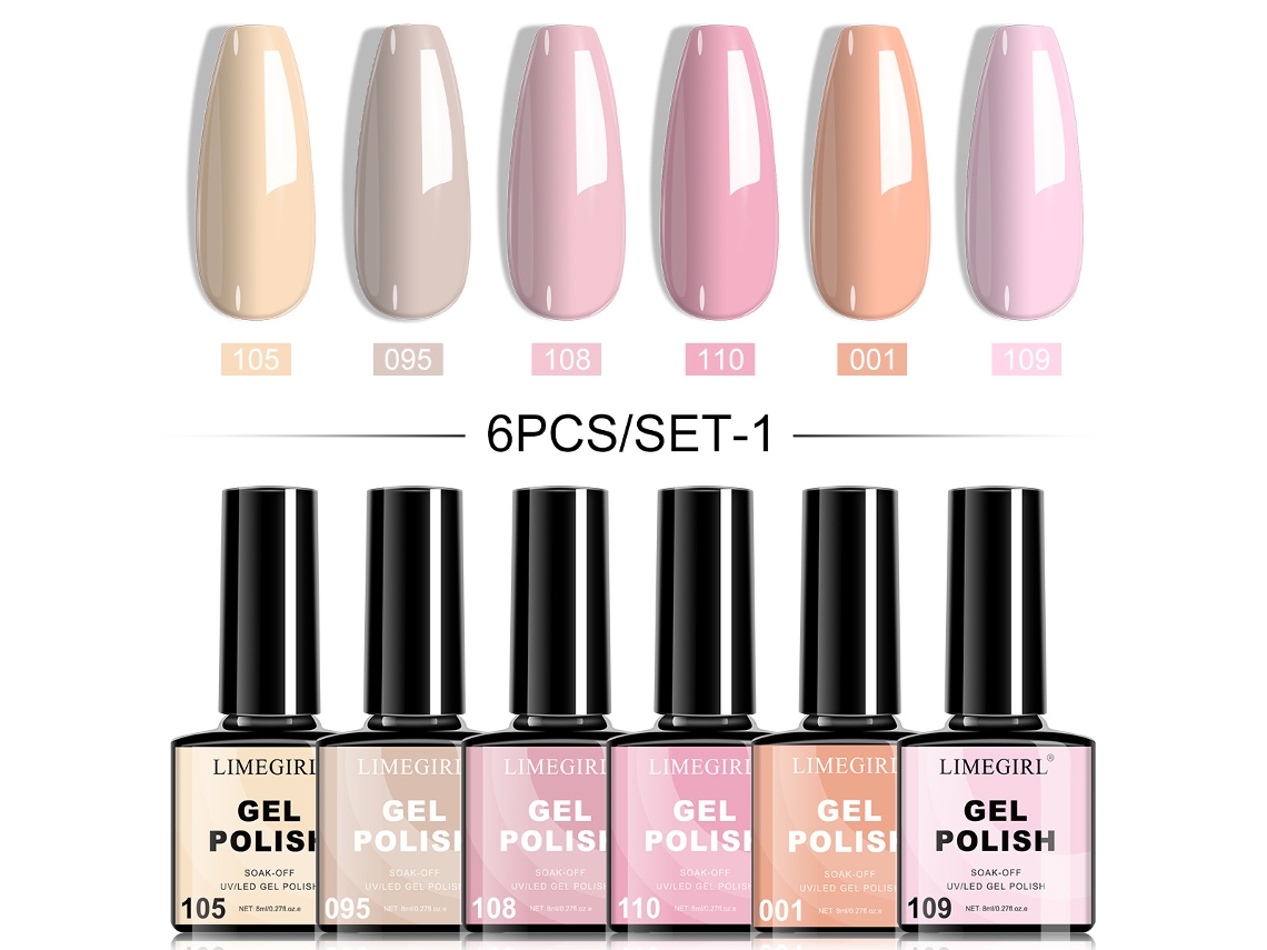 Esmalte Em Gel, Conjunto Com 6 Esmaltes Em Gel De Cor Sólida Em Vários Estilos.zh762 1 Yunzii