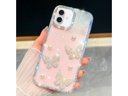 Capa Para Iphone 17 Com Pérola Brilhante De Diamante E Borboleta, Resistente A Impactos Com Quatro Cantos Reforçados.