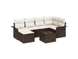 Conjunto 7 Conjunto De Sofá De Jardim Vidaxl Castanho Vime Pe (242,5 X 132,5 X 69 Cm)