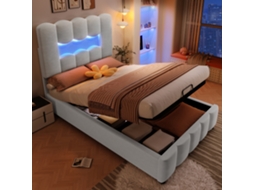 Cama Funerária 90x200 Cm Led Hidráulica Teto Ajustável Veludo Cinza