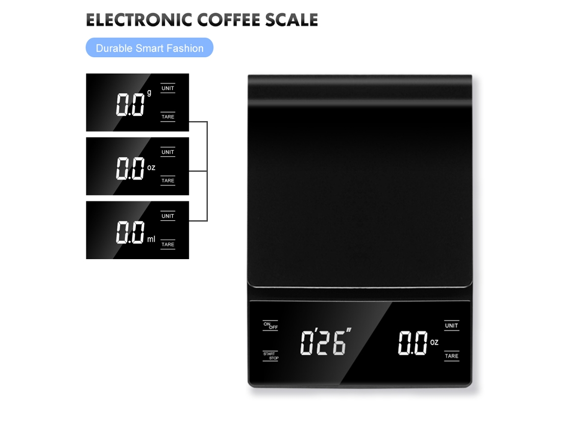Balança Digital De 3 Kg Com Precisão De 0,1 G Para Café, Joias E Cozinha. Balança Eletrônica Lcd De Alta Precisão Com Temporizador Aquaforge