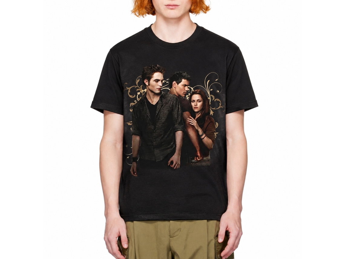 Rockinstone Twilight Movie Edward Jacob Bella Swirls Black Adult T-shirt Size:xxxl