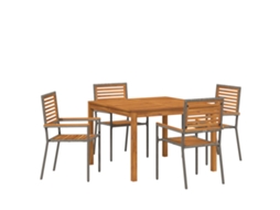 Conjunto 5 De Jantar De Vidaxl Com Travesseiros Cinza Vime Pe