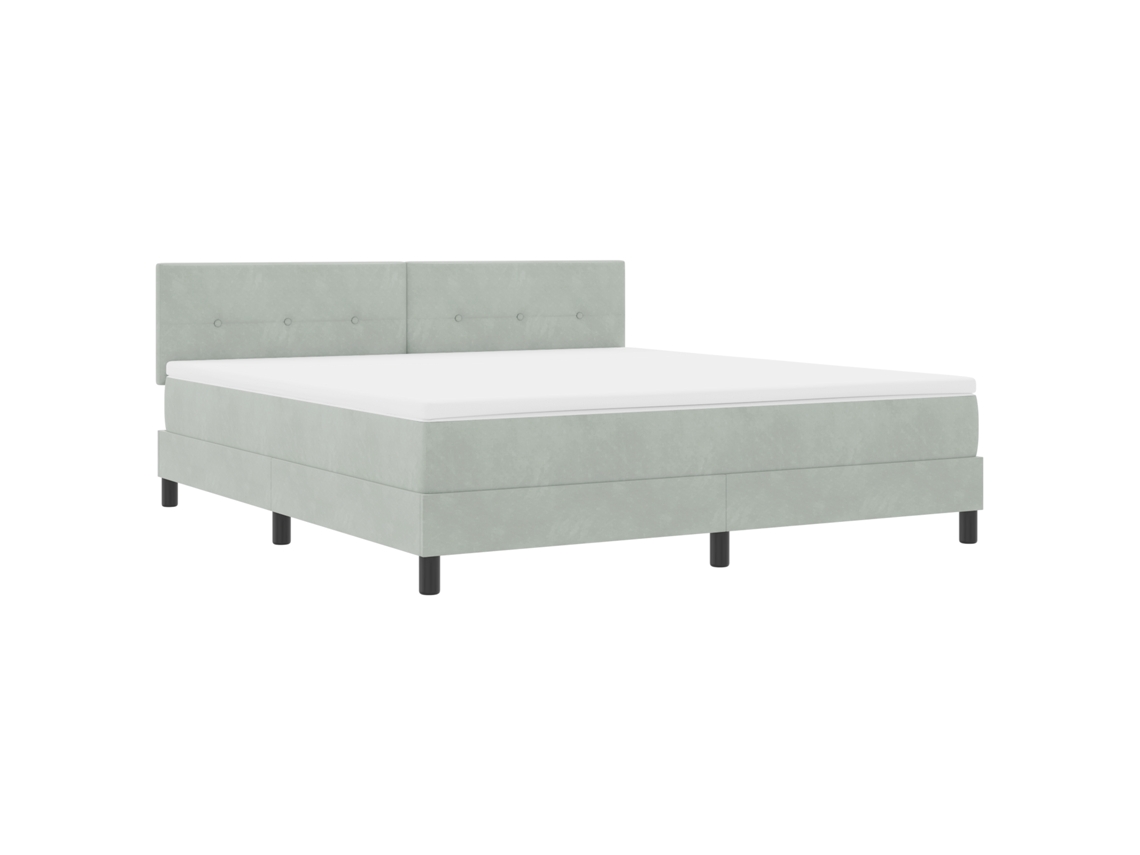 Conjunto 1 Cama Box Vidaxl Cinzento-claro Veludo (180 X 200 Cm)