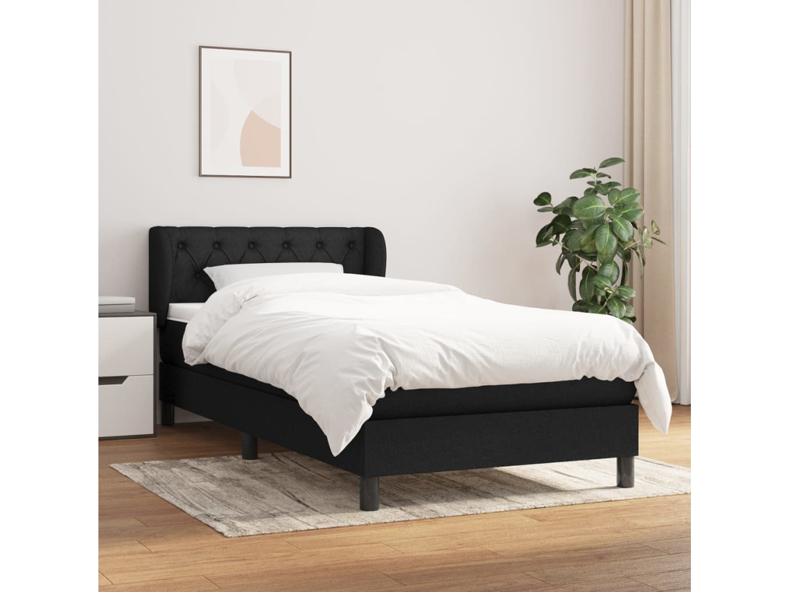 Vidaxl Cama Com Molas/colchão 80x200 Cm Tecido Preto