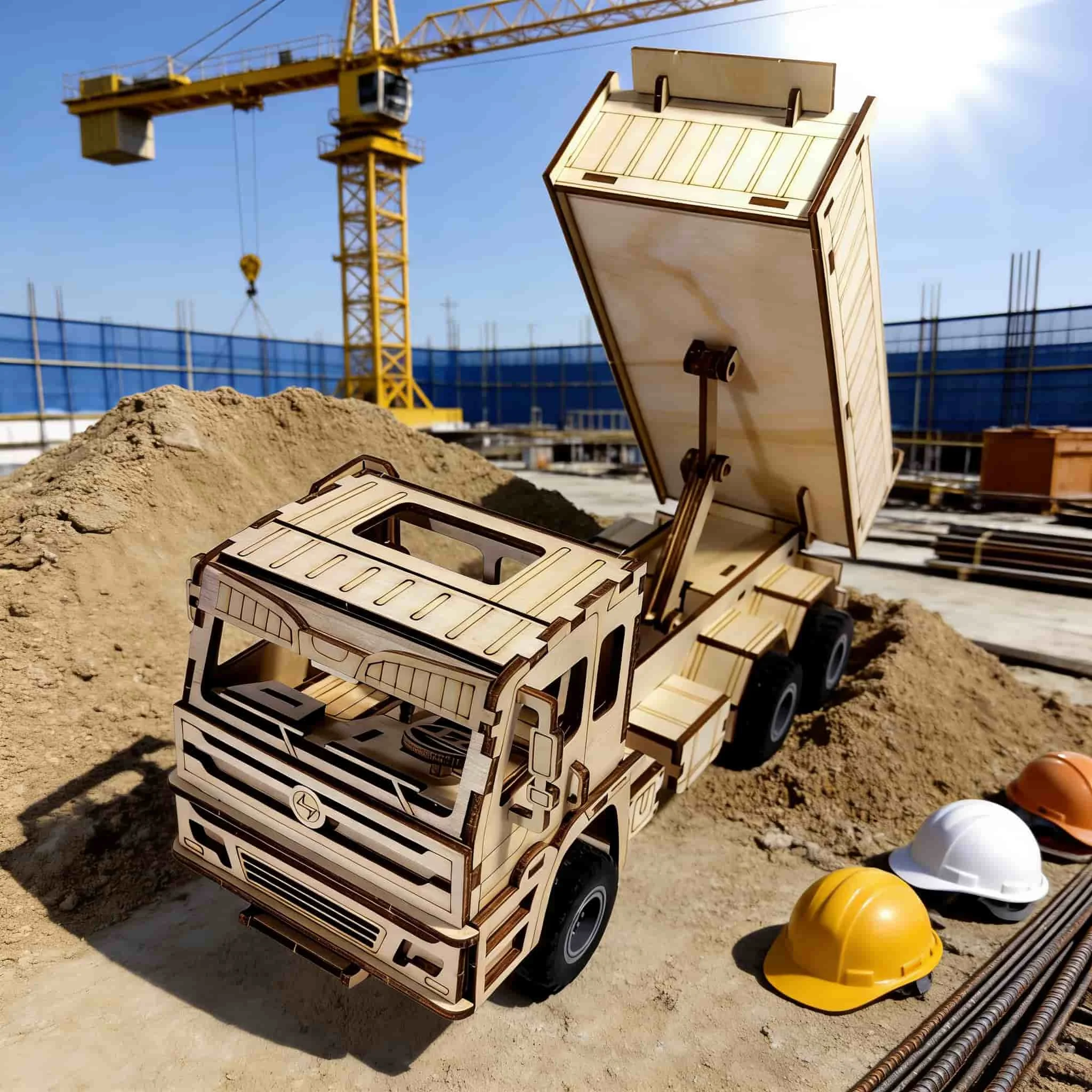 um Veículo de Construção de Madeira para Montar Você Mesmo, um Quebra cabeça 3d Criativo. MDUG