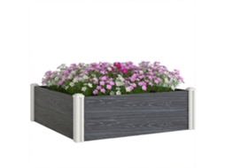 Canteiro de Vinil S/MARCA com fundo aberto, entrelaçado, 102x102x33cm cinza