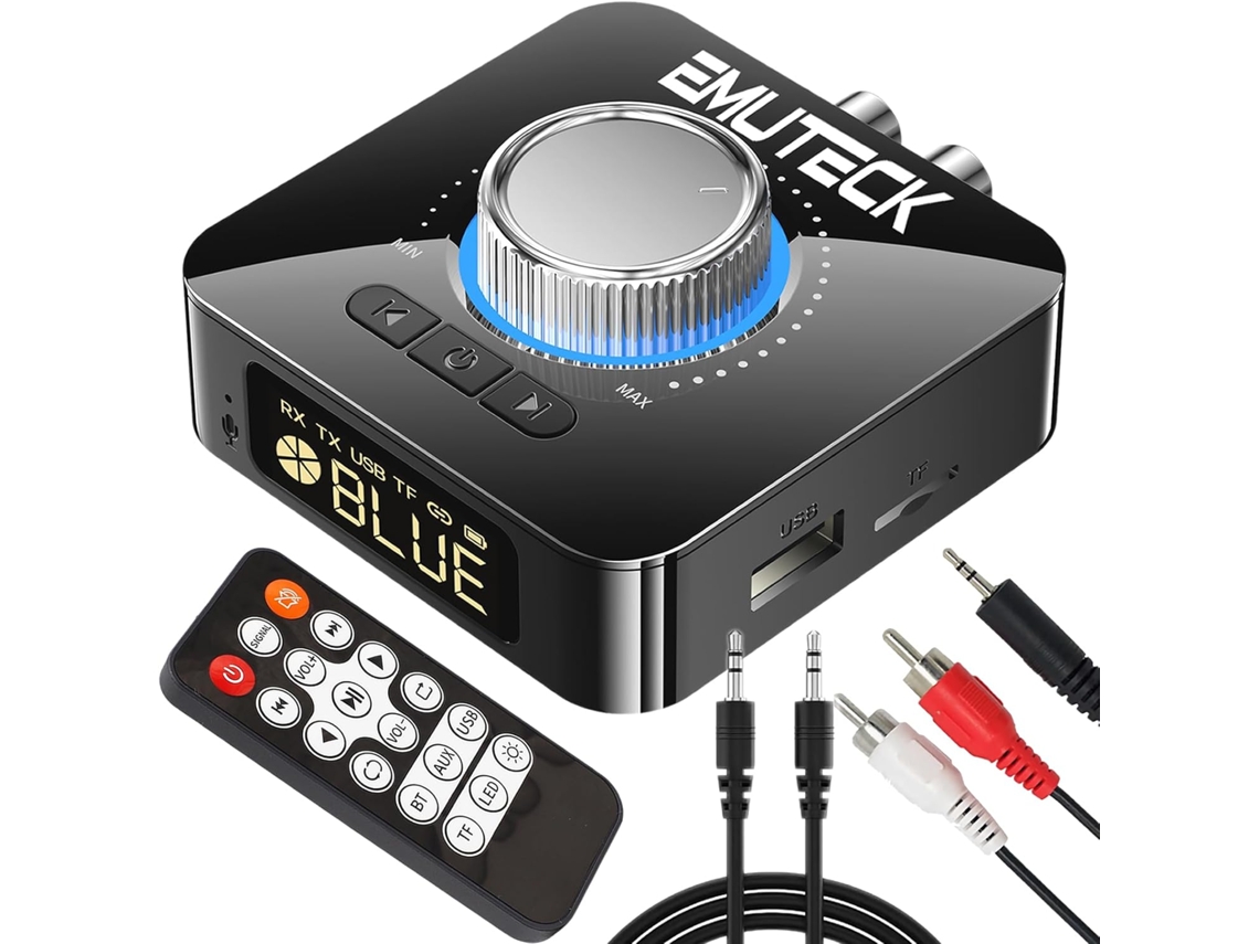 Transmissor E Receptor Bluetooth Com Controle Remoto, Adaptador 5 Em 1 Bluetooth 5.0 Para Tv Carro Pc Estéreo Fones, Suporte 3.5mm Aux Rca Usb U Mp3/s