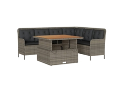 Conjunto de 2 Sofás de Jardim com Almofadões Vime Pe Cinzento MAISON EXCLUSIVE (90x200 cm)