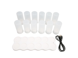 12 Velas de Chá LED Sem Chama Carregamento Sem Fio 4h Cor Quente
