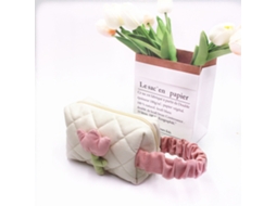 Bolsa de cosméticos de veludo, tulipa, grande capacidade, portátil, branca S/MARCA