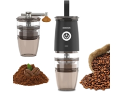 Moedor de café elétrico com 5 configurações, recarregável via USB, portátil, manual, para grãos de café e especiarias, uso doméstico.