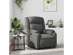 Vidaxl Poltrona De Massagens Reclinável Couro Artificial Cinzento