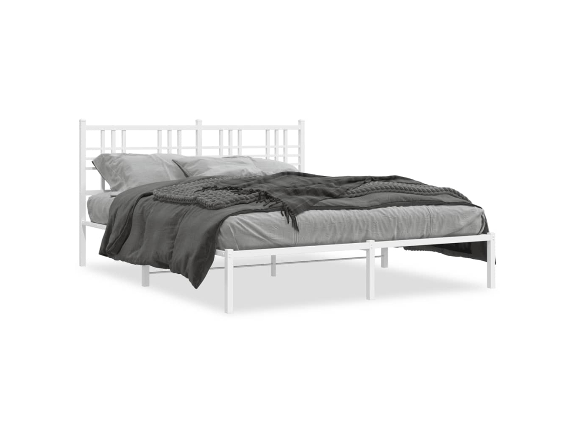 Bed Frame, Bed Frames Vidaxl Branco Aço (150 X 200 Cm)