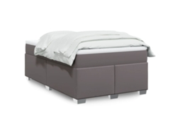 Vidaxl Cama Boxspring Com Colchão 120x190 Cm Couro Artificial Cinzento