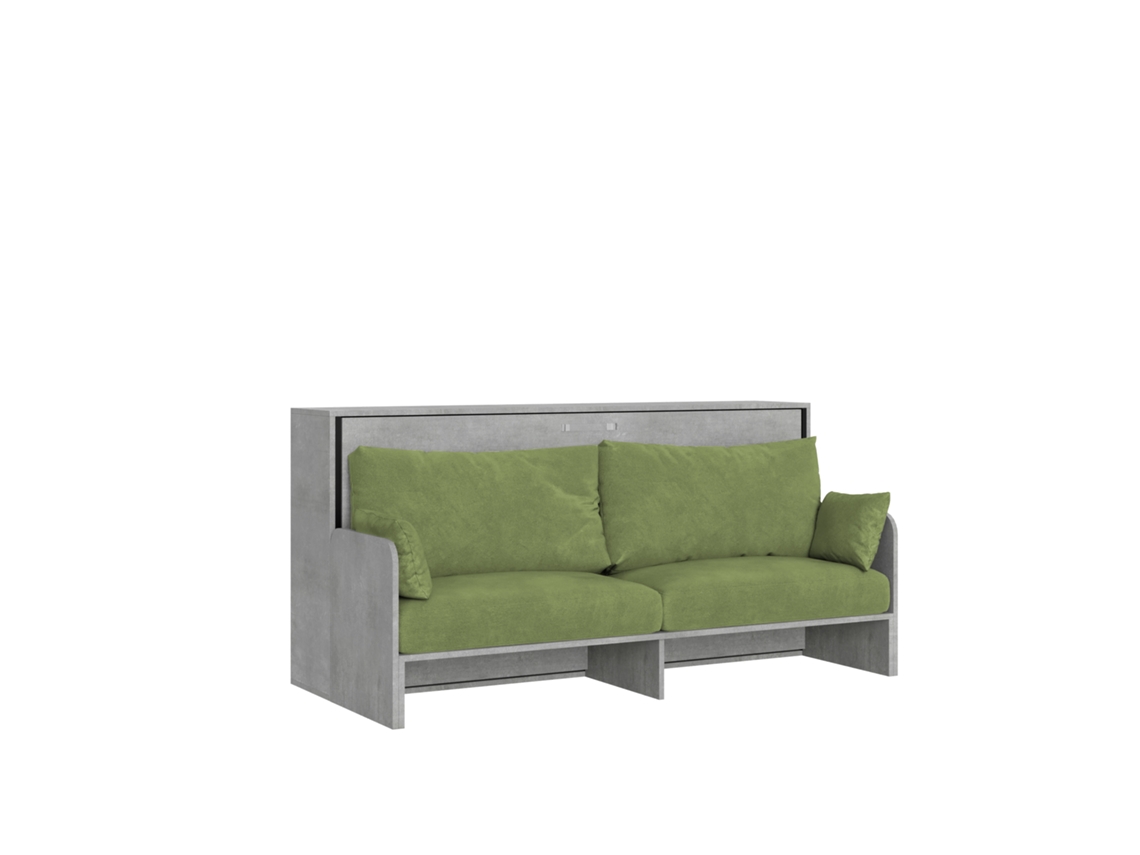 Cama De Solteiro Kando Com Sofá Cama E Colchão De Cimento, Verde Itamoby
