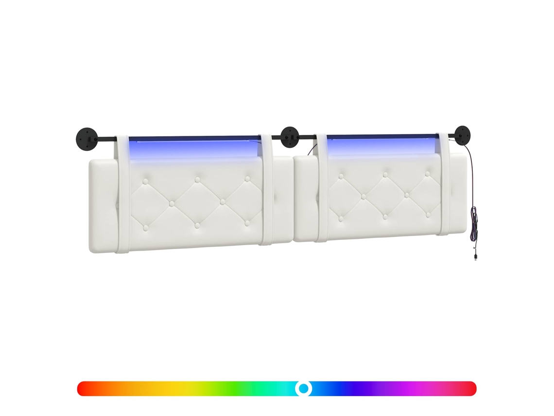 Conjunto 1 Cabeceira Vidaxl Branco Couro Sintético (210 X 55 X 5 Cm)
