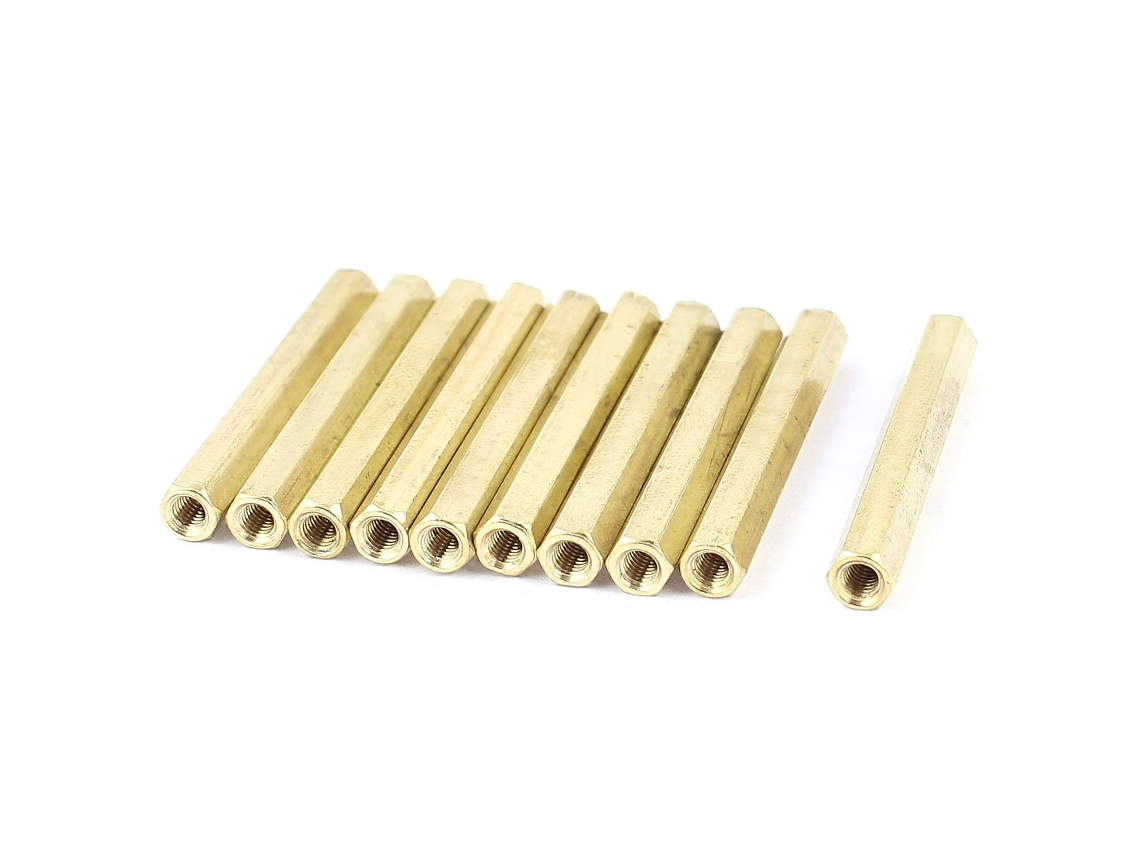 Espaçador de Pilar de Pcb com Rosca Fêmea/fêmea M3 X 40 Mm, Sextavado, em Latão, 10 Peças CHABERLU
