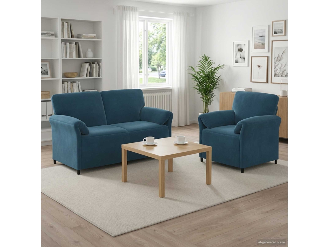 Vidaxl Conjunto De Sofás 2 Unid. Azul Veludo