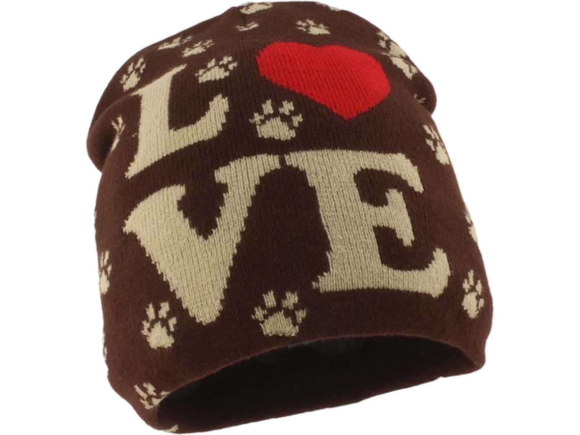 Gorro SFUSHOS de malha acrílica com estampa de coração, inverno