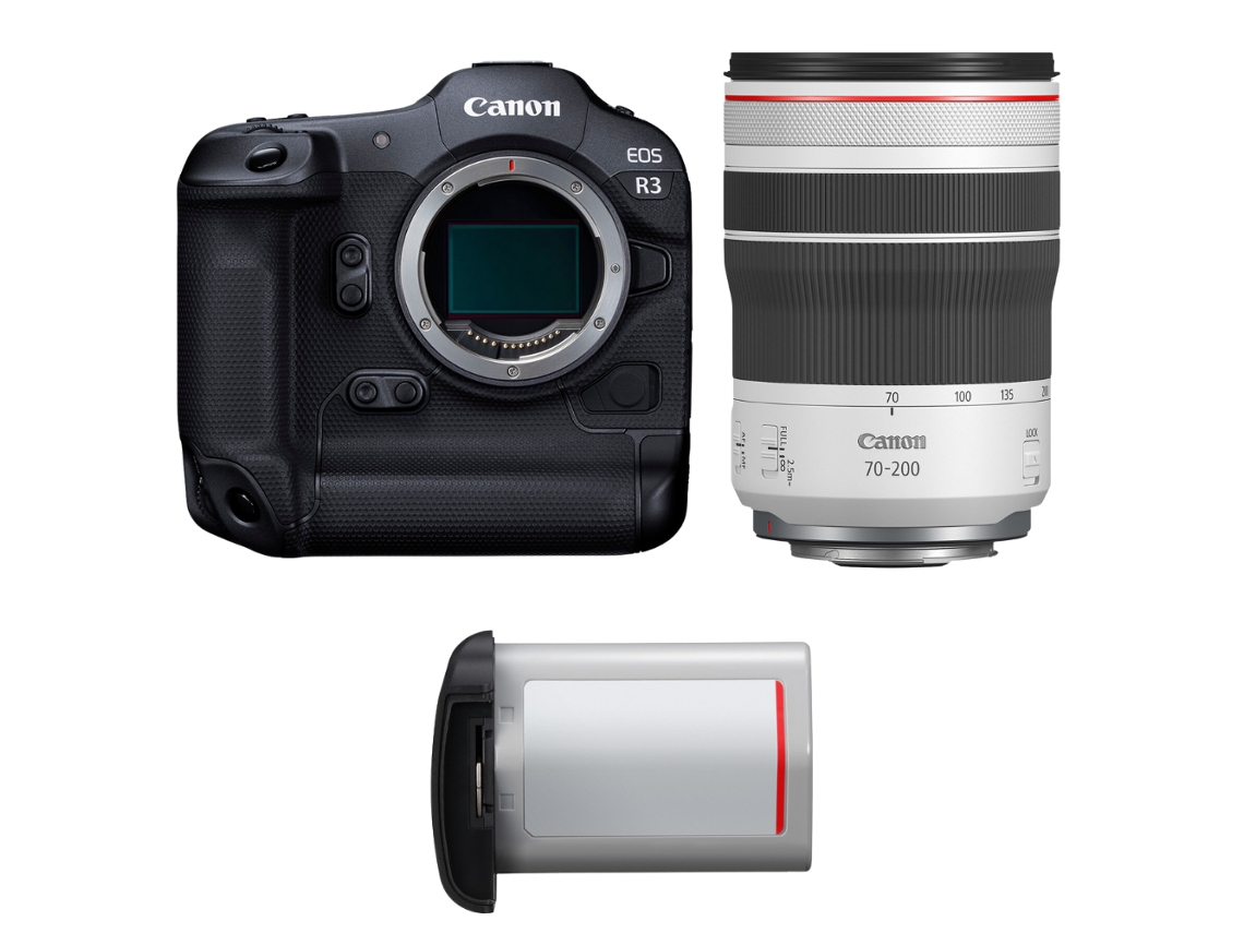 Eos R3 + Rf 70 200mm F/4 L Is Usm + 1 Canon Lp e19 + Ebook “20 Dicas para Fotos Que Impressionam” CANON