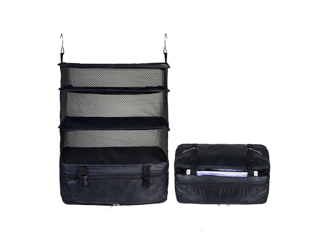 Organizador de Roupas Dobrável e Portátil com 3 Camadas Ganchos para Viagens BRILVIBERA