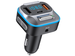 Transmissor Fm YIZHOOD T73 3 5 Mm Aux Qc3.0 Pd 30W Usb Carregamento Rápido Bluetooth 5.0 Kit de Carro Mãos-Livres Preto